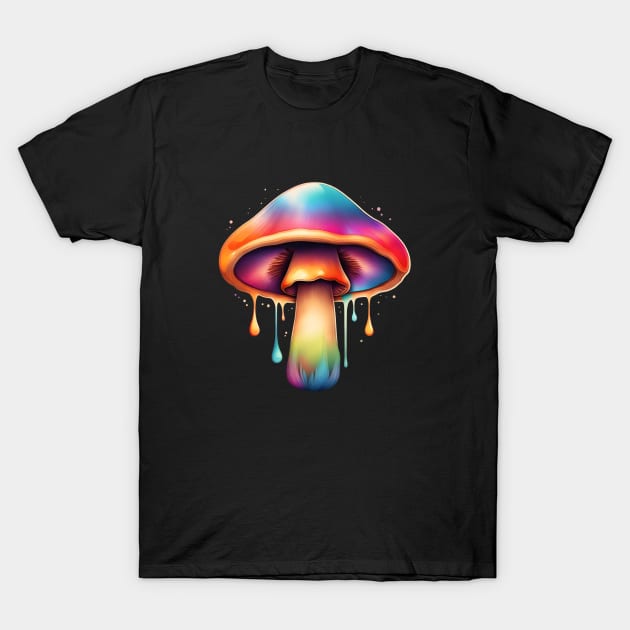 Trippy Drippy Rainbow Mushroom T-Shirt by Xie